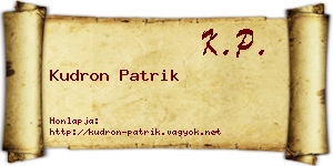 Kudron Patrik névjegykártya